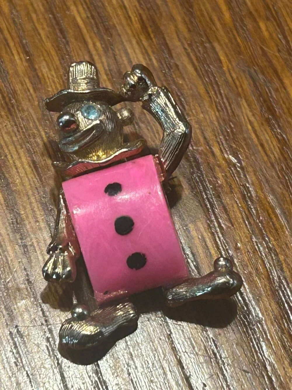 Vintage Pink and Gold Color Clown Pin